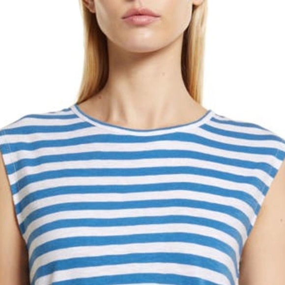 Nordstrom Caslon Top Tank Stripe Keyhole Back Cotton Shirt Blouse Tunic NWOT - Picture 6 of 10